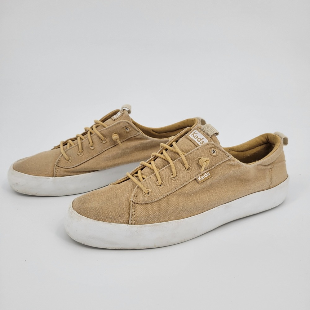 Keds Kickback Canvas Sneakers Women Size 9 Tan Slip On Nautical Preppy Neutral
